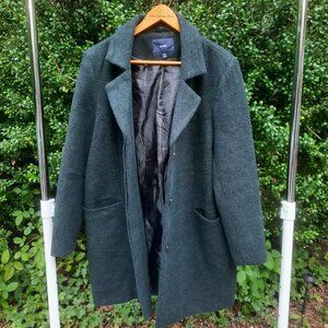 Kiabi dark green midi pea coat size 14